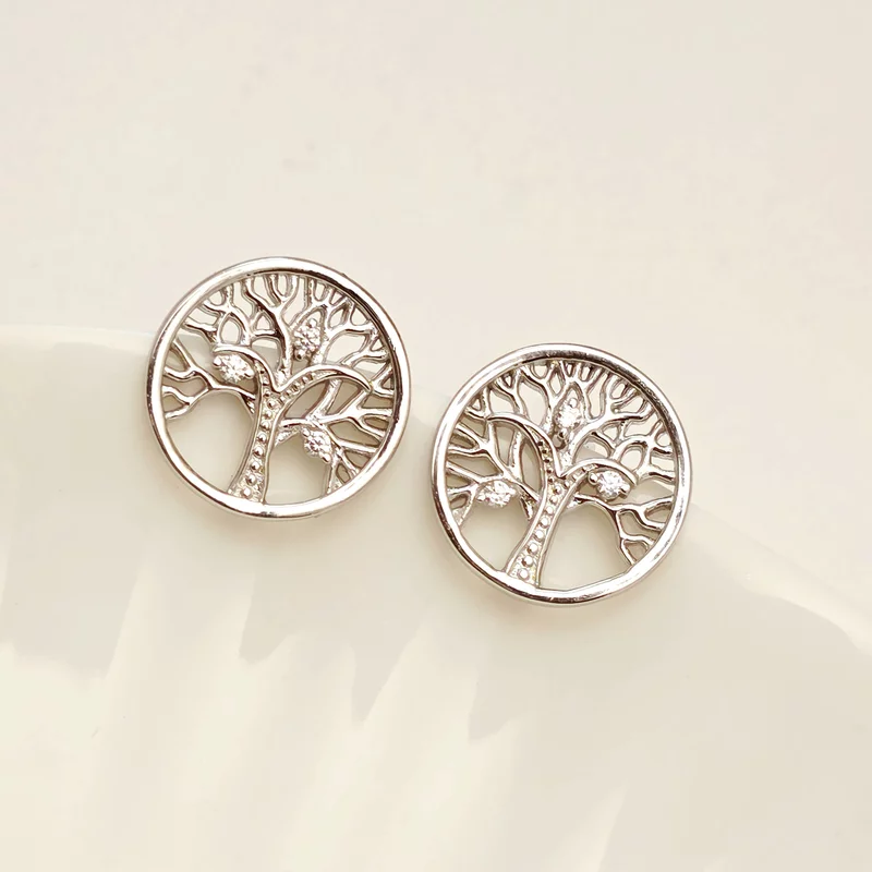Cercei Copacul Vietii - decorat cu Zirconii albe - Argint 925 picture - 4