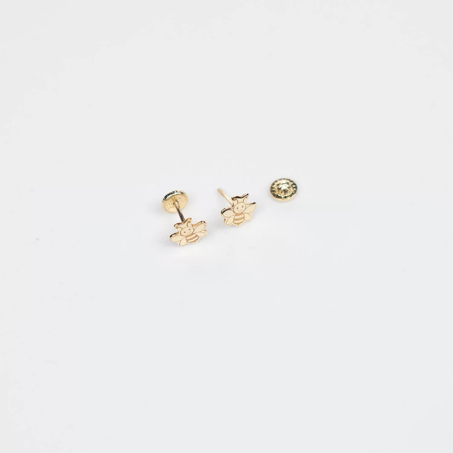 Cercei copii/bebe - Model albinuta - Aur Galben 14K - Inchizatoare sigura si confortabila cu filet