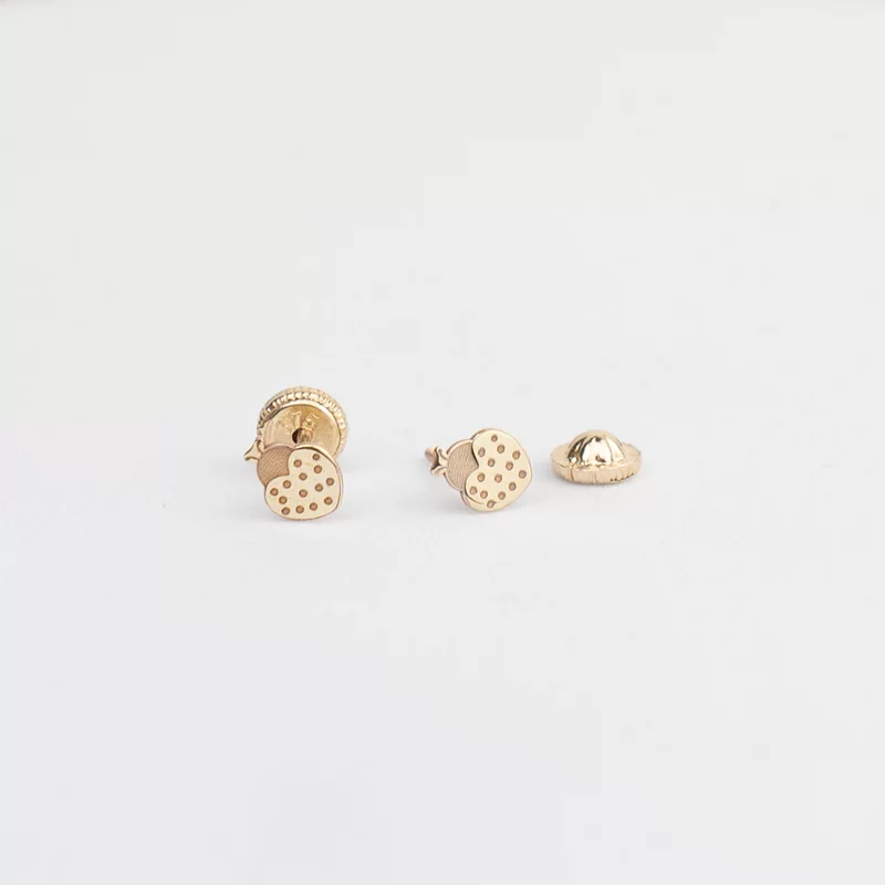 Cercei copii/bebe - Model buburuza - Aur Galben 9K - Inchizatoare sigura si confortabila cu filet picture - 1