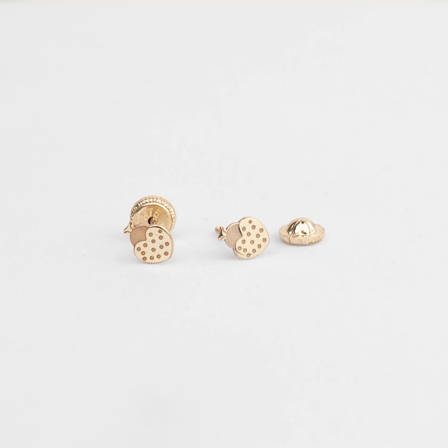 Cercei copii/bebe - Model buburuza - Aur Galben 9K - Inchizatoare sigura si confortabila cu filet