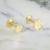 Cercei copii/bebe - Model floare - Aur Galben 14K - Inchizatoare sigura si confortabila cu filet
