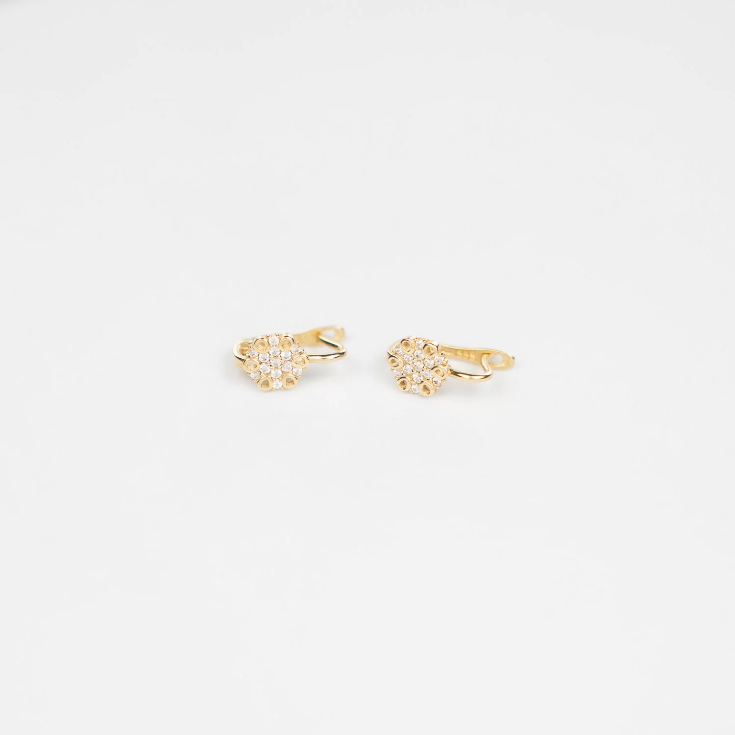 Cercei copii/bebe - Model Flower - Aur Galben 14K - Cubic Zirconia - Inchizatoare sigura cu tortita