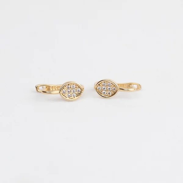 Cercei copii/bebe - Model Happy Life - Aur Galben 14K - Cubic Zirconia - Inchizatoare sigura cu tortita