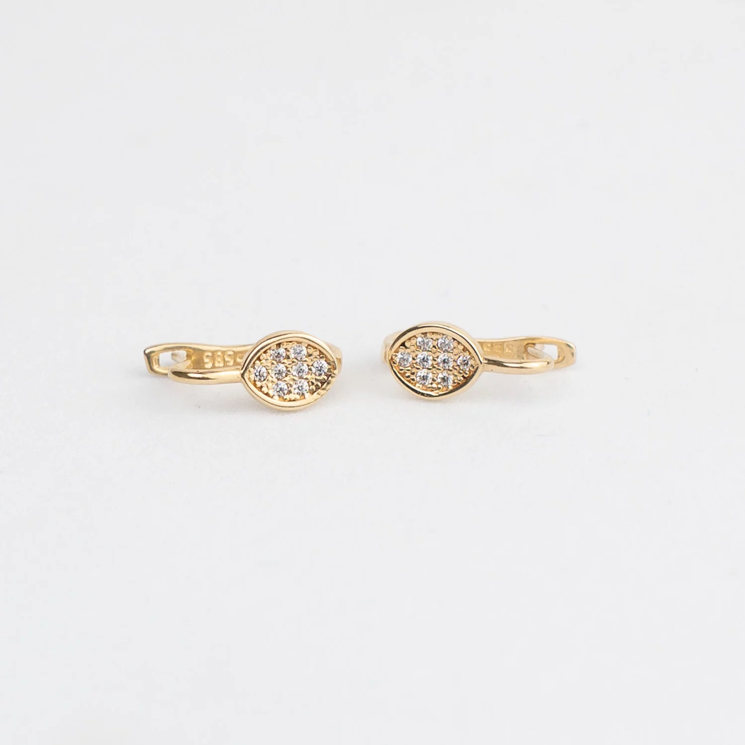 Cercei copii/bebe - Model Happy Life - Aur Galben 14K - Cubic Zirconia - Inchizatoare sigura cu tortita