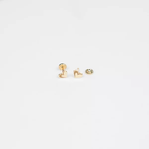 Cercei copii/bebe - Model inima - Aur Galben 14K - Inchizatoare sigura si confortabila cu filet