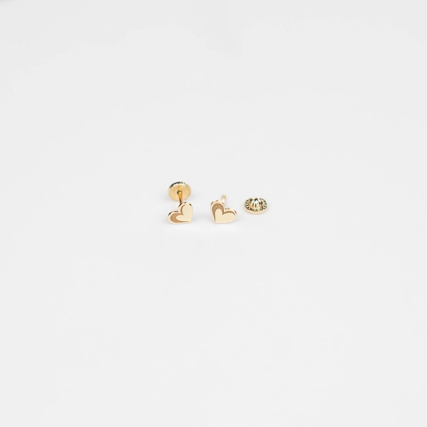 Cercei copii/bebe - Model inima - Aur Galben 14K - Inchizatoare sigura si confortabila cu filet