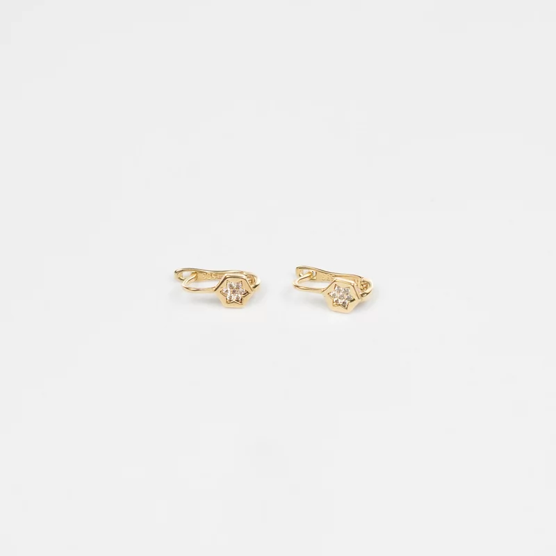 Cercei copii/bebe - Model Little star - Aur Galben 14K - Cubic Zirconia - Inchizatoare sigura cu tortita picture - 2