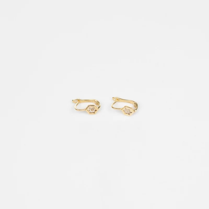 Cercei copii/bebe - Model Little star - Aur Galben 14K - Cubic Zirconia - Inchizatoare sigura cu tortita picture - 4