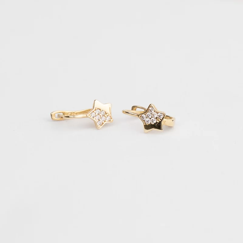 Cercei copii/bebe - Model New star was born - Aur Galben 14K - Cubic Zirconia - Inchizatoare sigura cu tortita picture - 2