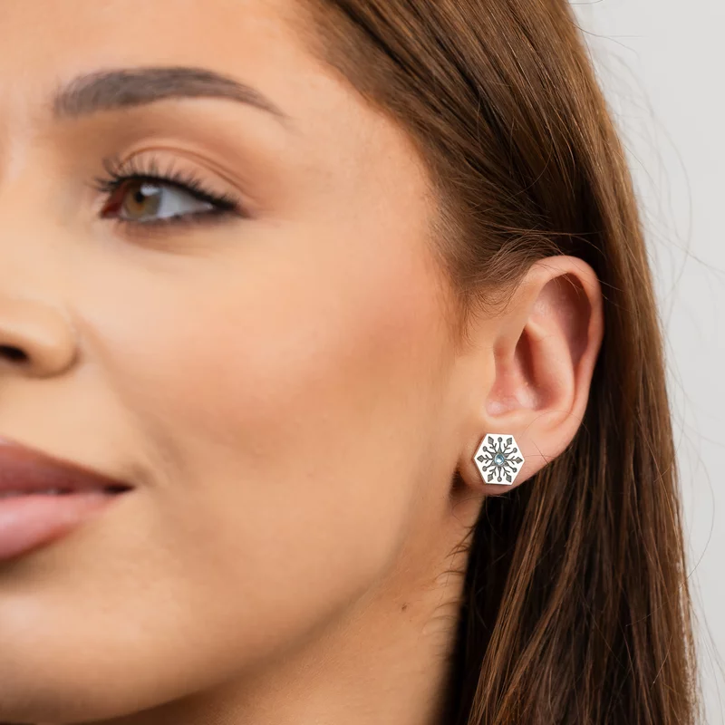 Cercei Craciun - Model Hexagon - Cristal de zapada - Argint 925 - cristal Swarvski - inchidere surub picture - 2