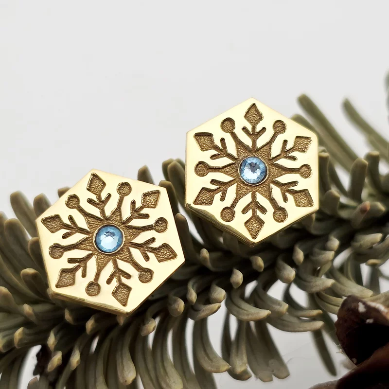 Cercei Craciun - Model Hexagon - Cristal de zapada - Argint 925 placat cu Aur galben 18K - cristal Swarovski- inchidere surub picture - 3