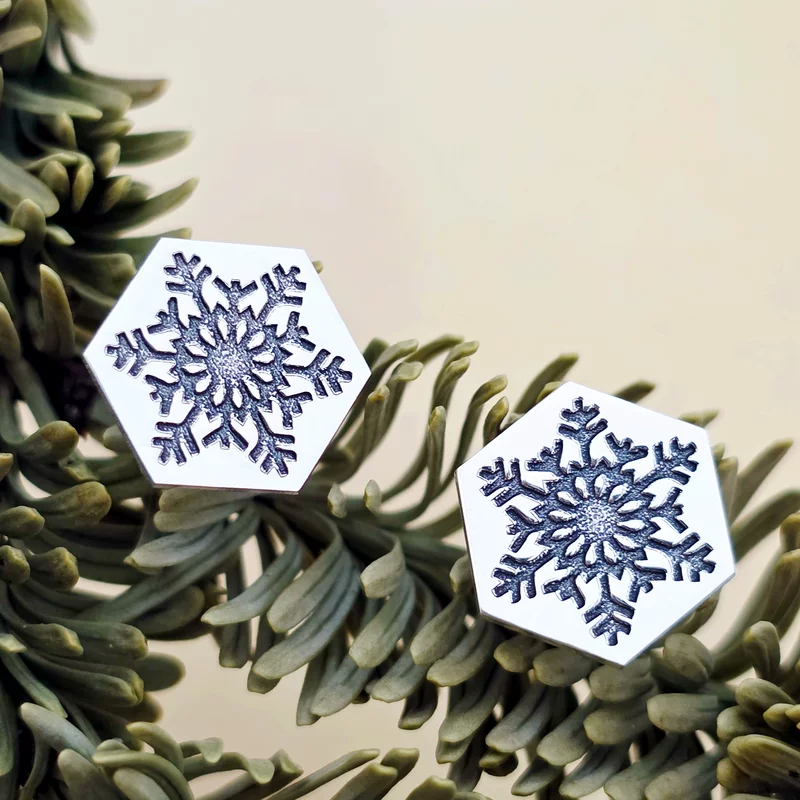 Cercei Craciun - Model Hexagon - Fulg de zapada - Argint 925 - inchidere surub picture - 3