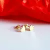 Cercei cu Diamante naturale - Inima - Aur Galben 14K - Inchizatoare surub
