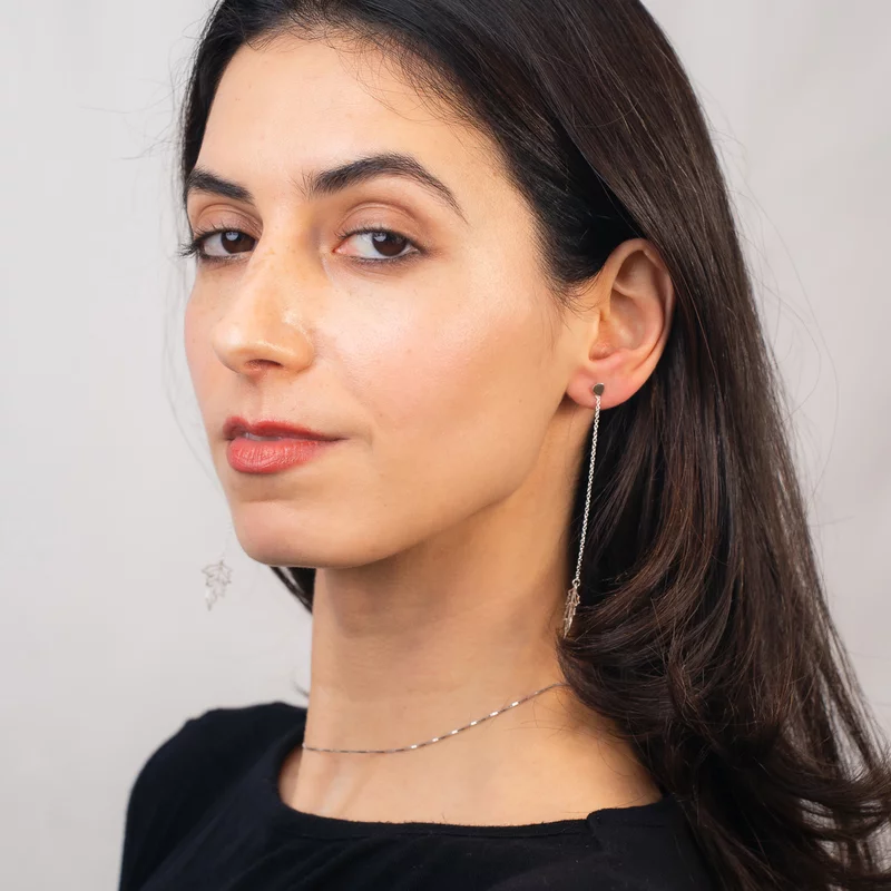 Cercei lungi frunza -  Argint 925 - Inchidere surub picture - 4