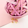 Cercei decorati cu email - Minnie Mouse cu fundita roz - Argint 925 placat cu Aur Galben 18K - Inchidere surub