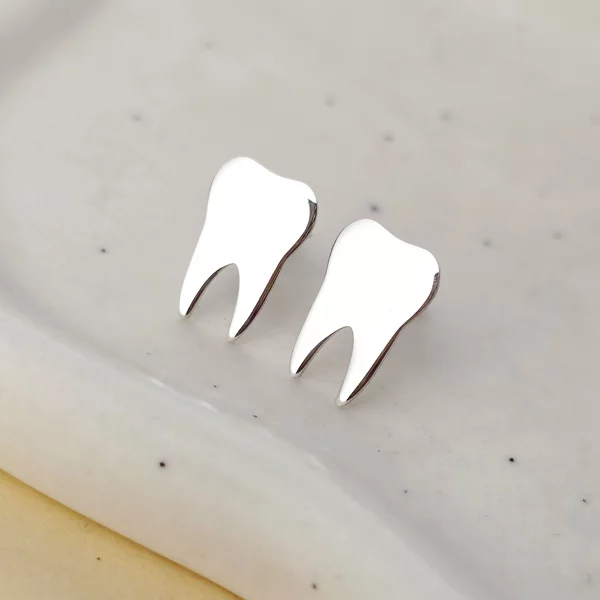 Cercei dinte - Argint 925 - inchidere surub