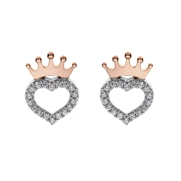 Cercei Disney simbol coroana Princess - Argint 925 si Cubic Zirconia