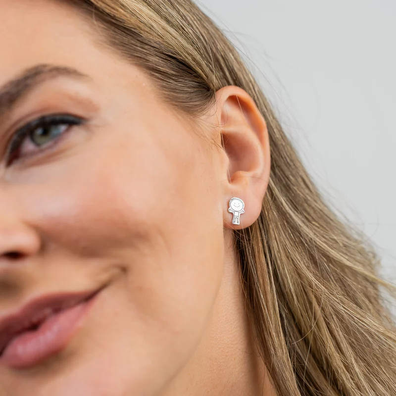 Cercei Fetita si Baiat siluete - Argint 925 picture - 2