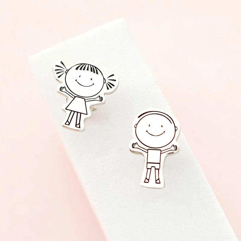 Cercei Fetita si Baiat siluete - Argint 925 picture - 3