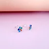 Cercei Floare multicolora - Decorati cu email - Argint 925 - Inchidere surub