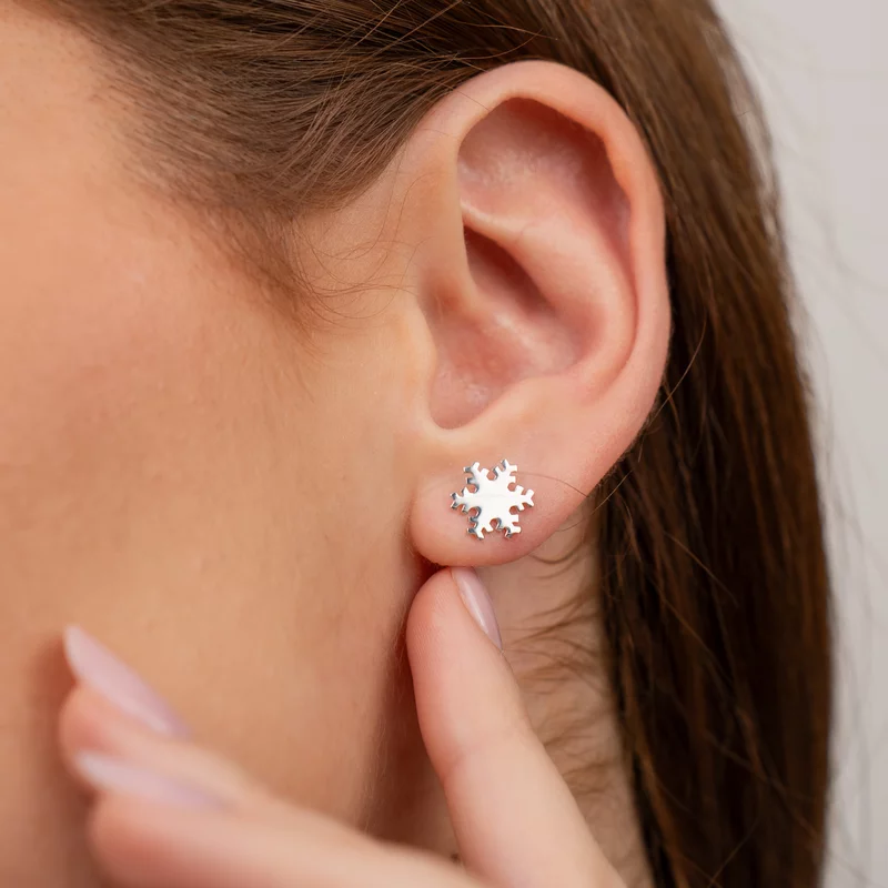 Cercei Craciun - Fulg de nea - Argint 925, surub picture - 2