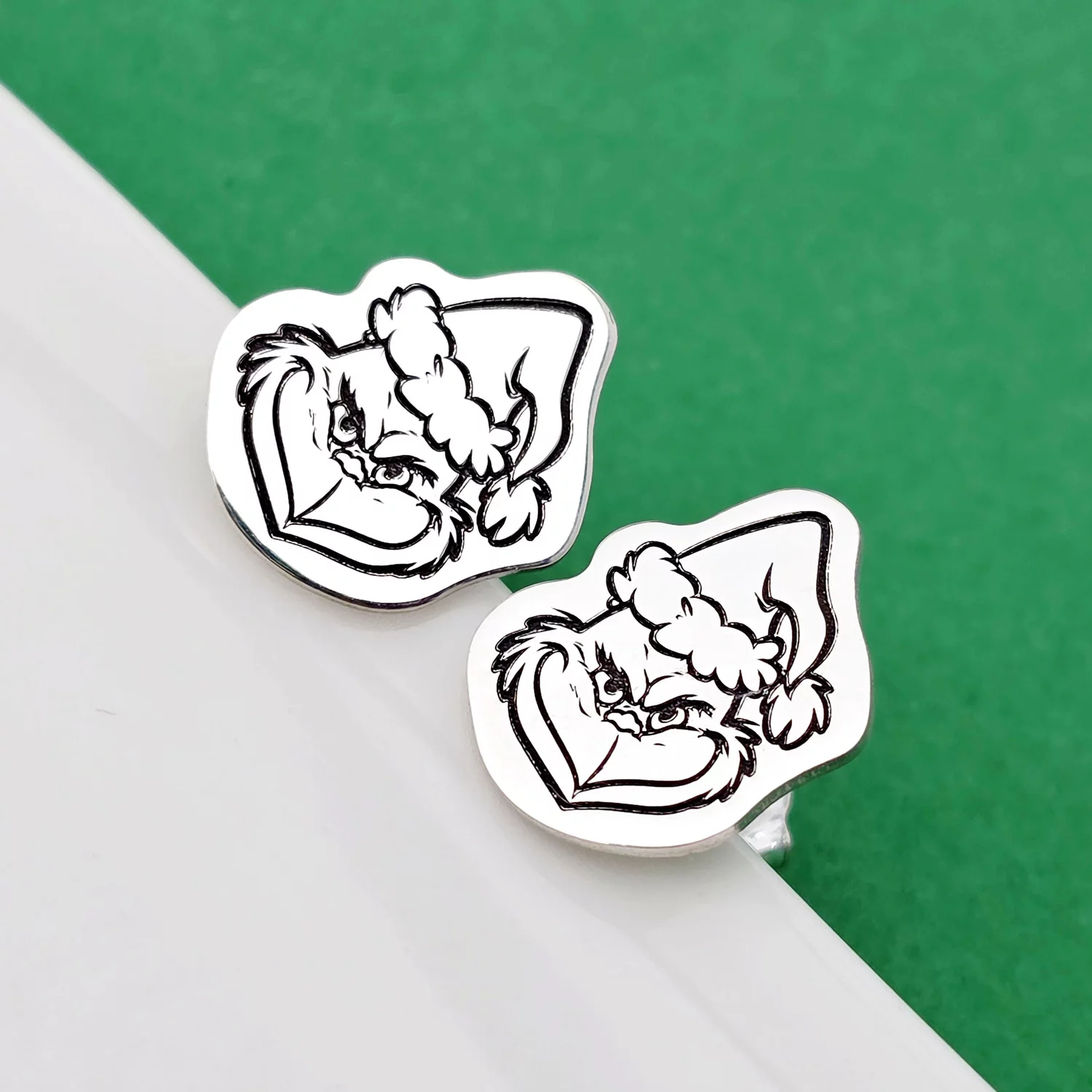 Cercei Craciun - Grinch - Argint 925, surub