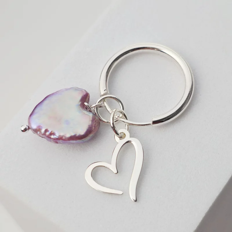 Cercei HOOPS - Inimi purpurii -  Model cu perla purple heart si o inima decupata - Argint 925 picture - 3