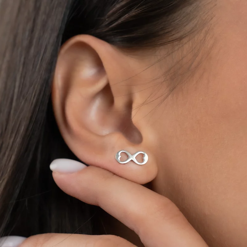 Cercei infinit cu inimioare decupate - Argint 925 - inchidere surub picture - 2