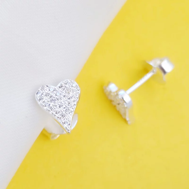 Cercei Sparkle Heart - Argint & Zirconia picture - 2
