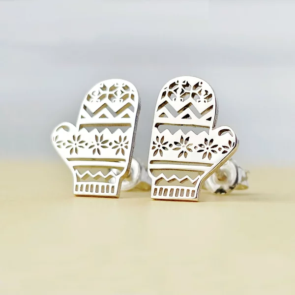 Cercei Manusa de iarna cu decupaje - Argint 925