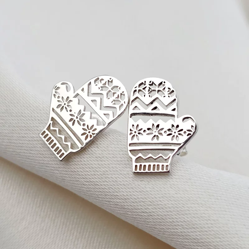 Cercei Manusa de iarna cu decupaje - Argint 925 picture - 4