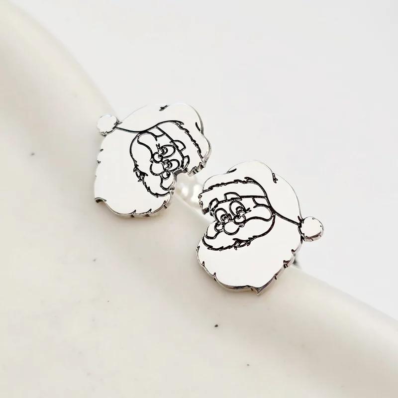 Cercei Craciun - Mos Craciun cu plete dalbe - Argint 925, surub picture - 2