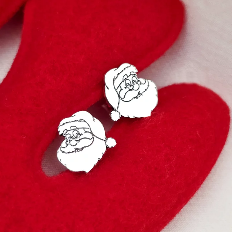 Cercei Craciun - Mos Craciun cu plete dalbe - Argint 925, surub picture - 3