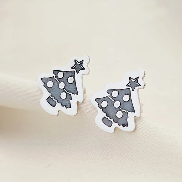 Cercei Craciun - O brad frumos - Argint 925, surub