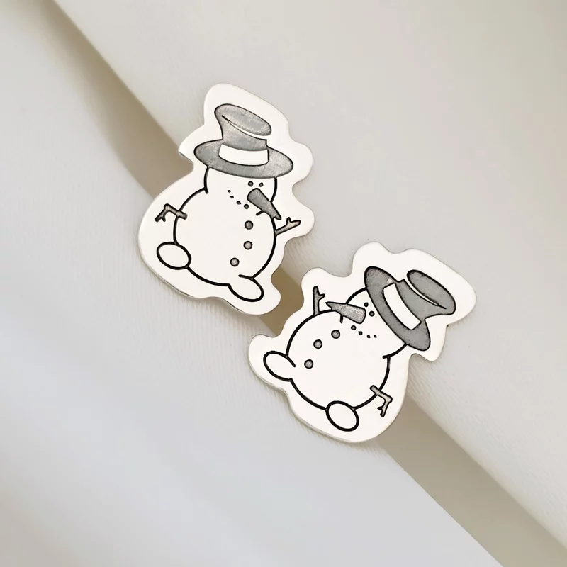 Cercei Craciun - Omul de zapada - Argint 925, surub picture - 4