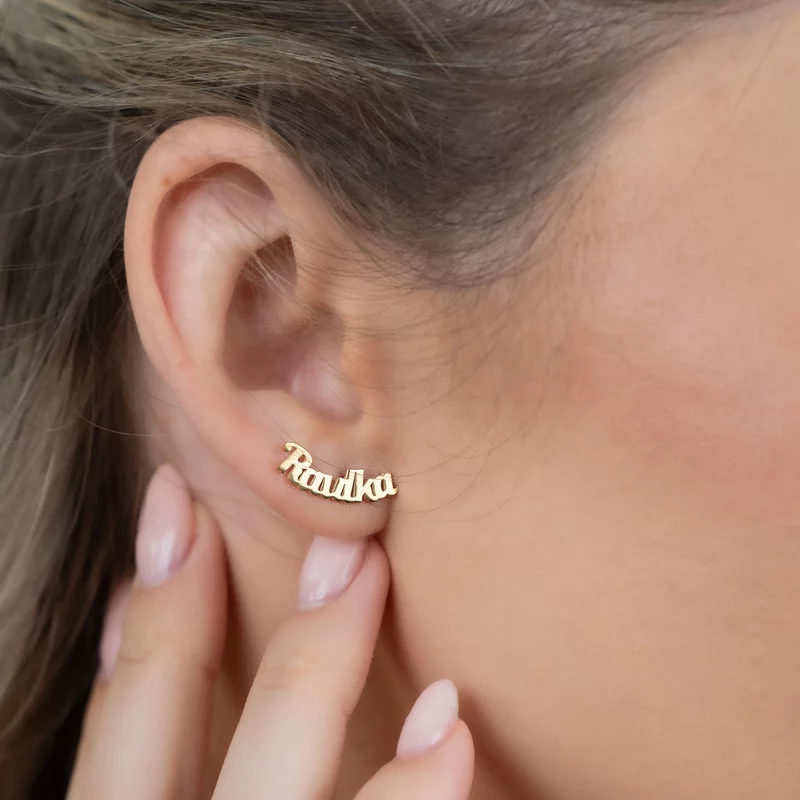 Cercei Personalizati cu Nume – Design Arcuit – Argint 925 placat cu Aur galben 18K picture - 6