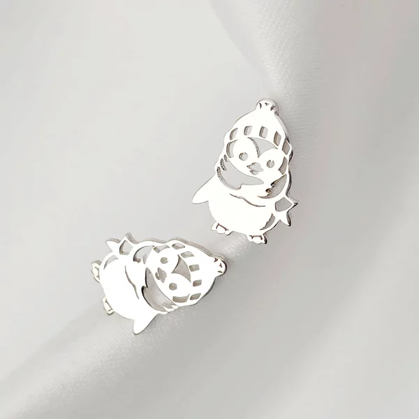 Cercei Pinguini cu decupaje - Argint 925
