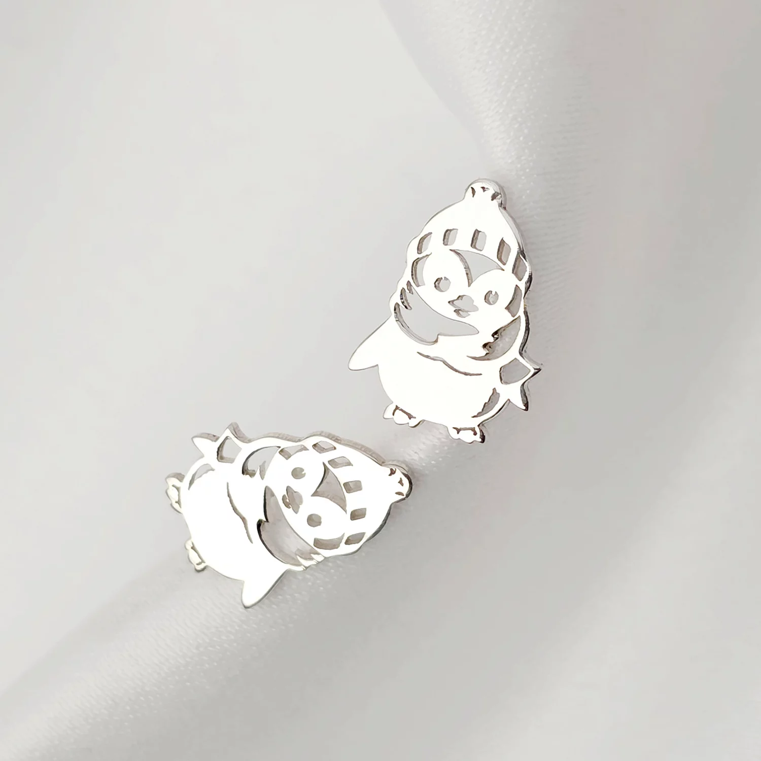 Cercei Pinguini cu decupaje - Argint 925