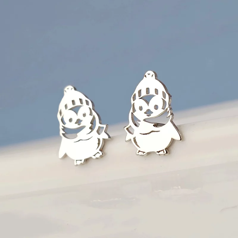 Cercei Pinguini cu decupaje - Argint 925 picture - 4