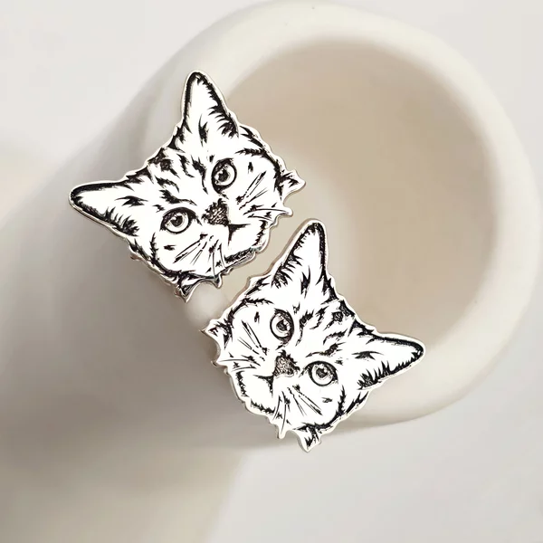 Cercei Pisica Tigrata -  Argint 925, surub