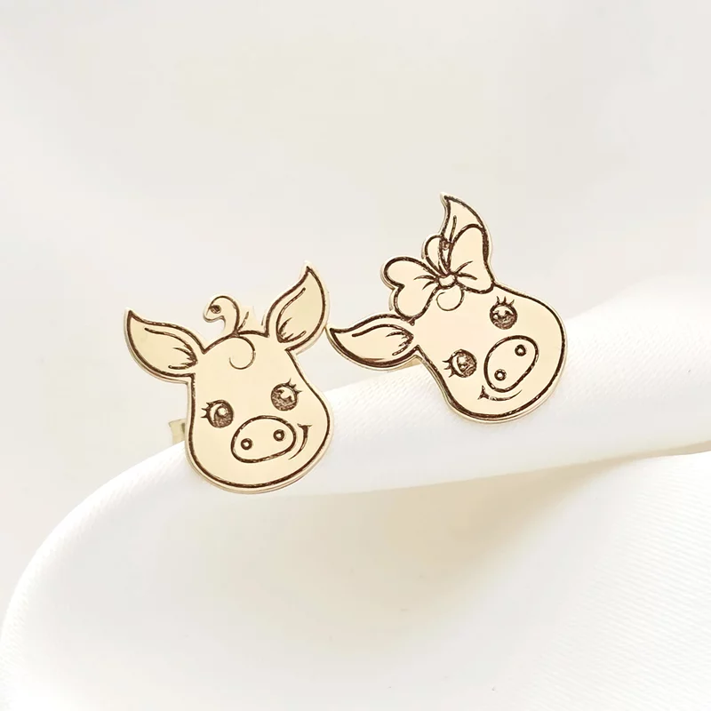 Cercei Porcusori - Aur Galben 14K - inchidere surub