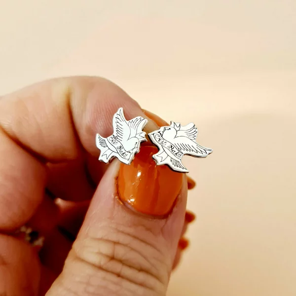 Cercei Porumbei cu panglica personalizata My baby - Argint 925