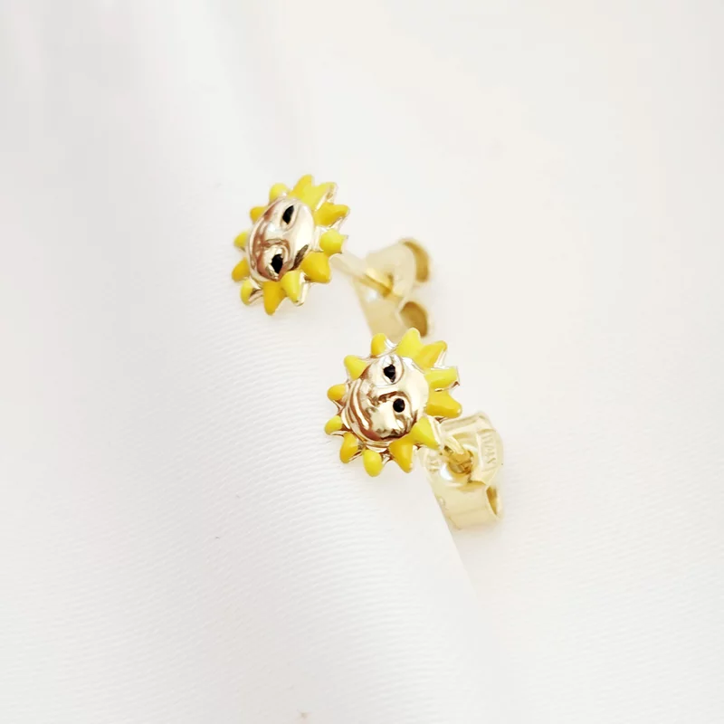 Cercei Soare colorat  - Aur Galben 9K - Inchizatoare surub picture - 2