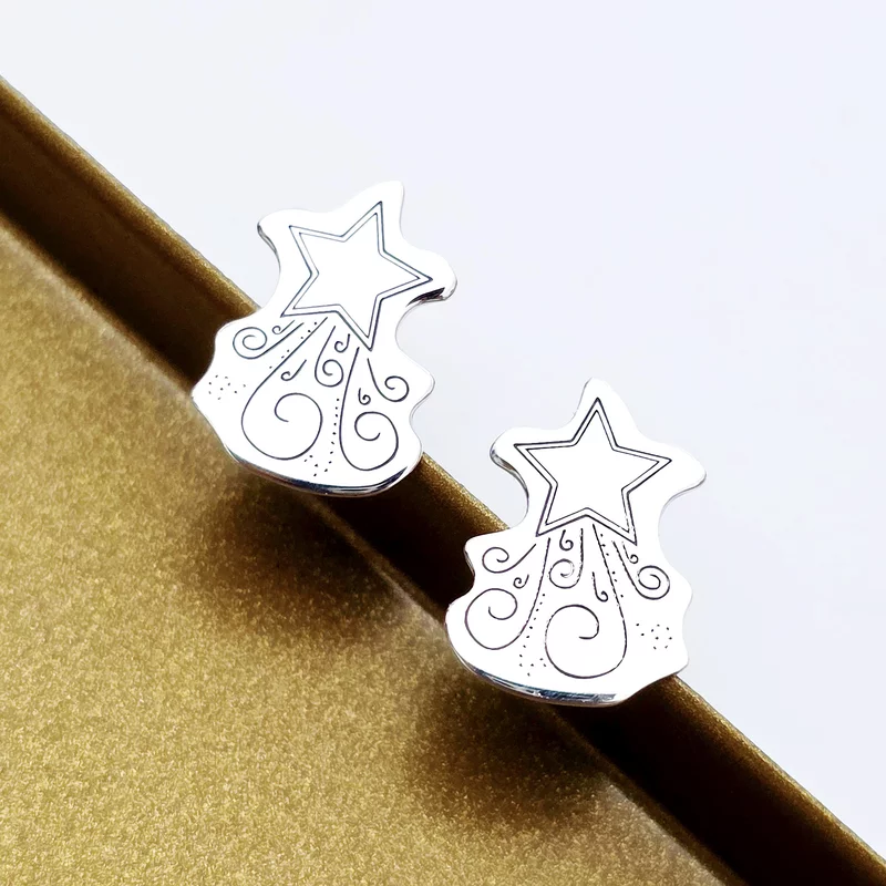 Cercei Craciun - Steaua sus rasare - Argint 925, surub picture - 3