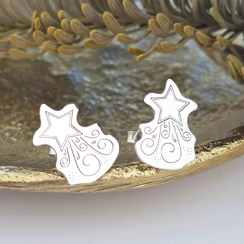 Cercei Craciun - Steaua sus rasare - Argint 925, surub picture - 4