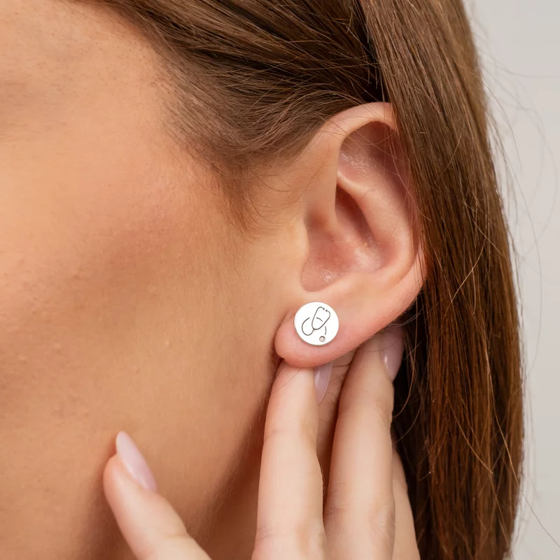 Cercei Stetoscop - Argint 925, surub picture - 2