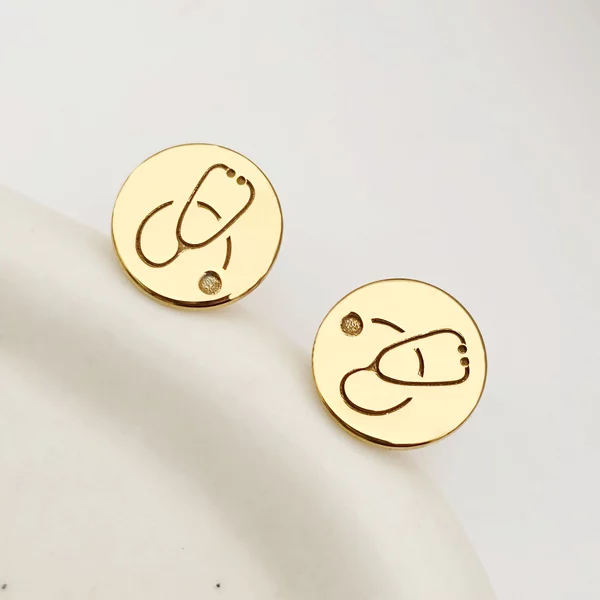 Cercei Stetoscop - Argint 925 placat cu Aur 18 K, surub