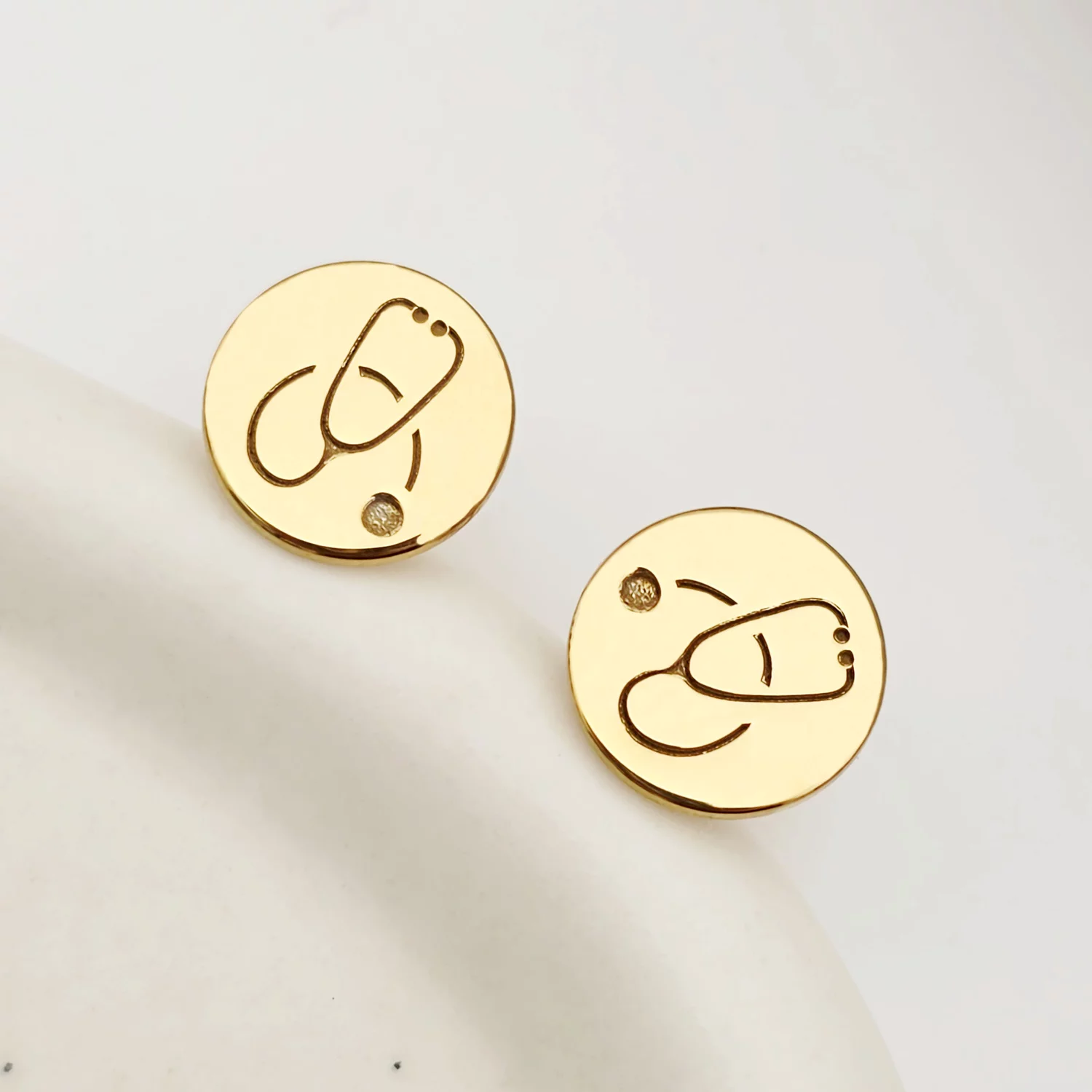 Cercei Stetoscop - Argint 925 placat cu Aur 18 K, surub