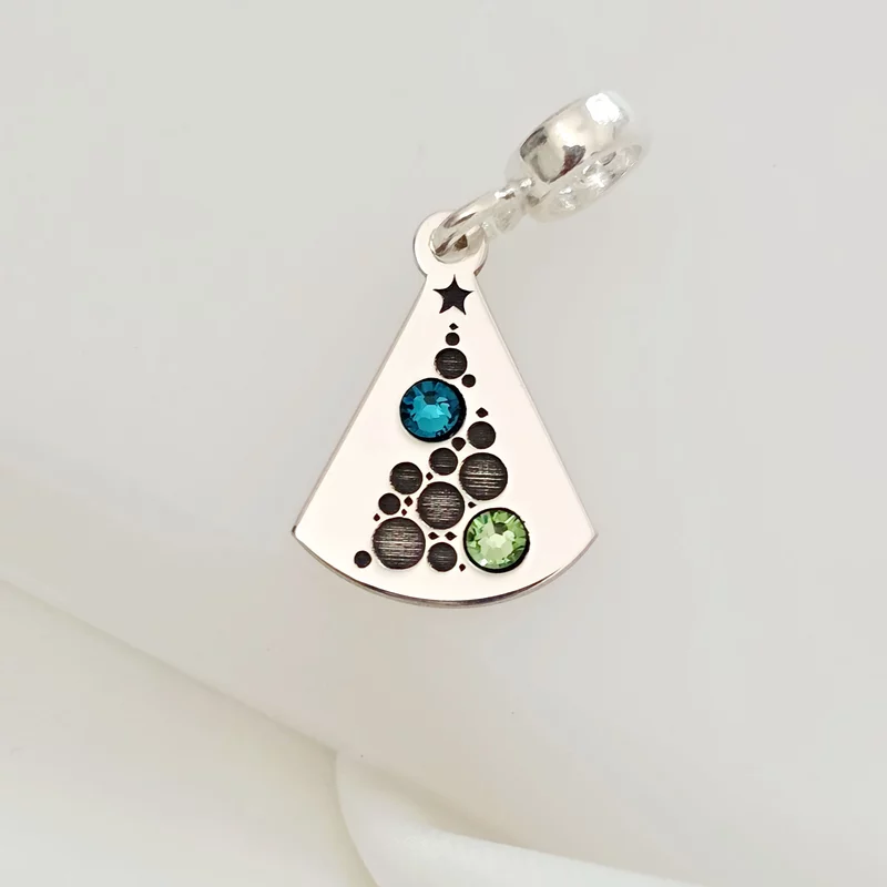 Charm personalizat Craciun - Brad cu globuri - Argint 925 si cristale Swarovski picture - 3