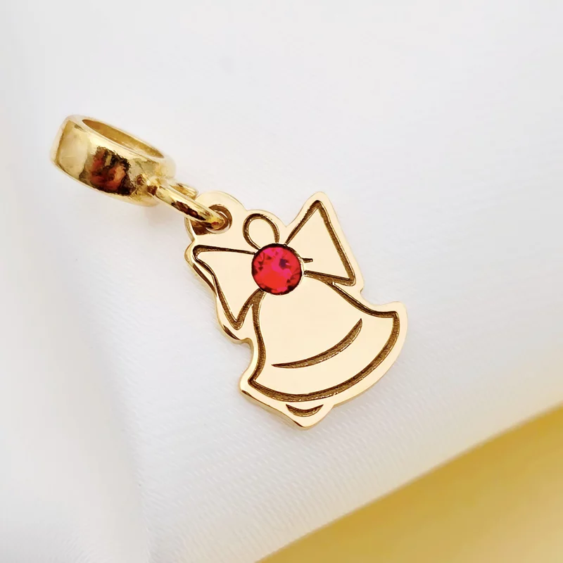 Charm personalizat Craciun - Clopotel - Argint 925 placat cu Aur galben 18K - cristal Swarovski picture - 2